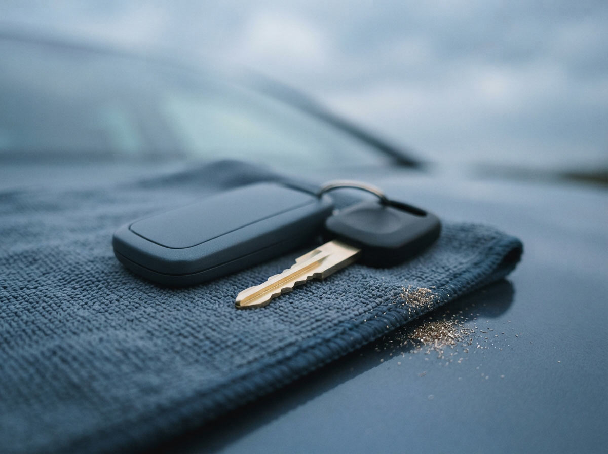 Vehicle owner showing registration documents to an Everest Locksmith technician in Vancouver